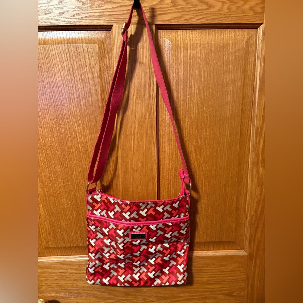 Tommy Hilfiger Red and White Crossbody Bag